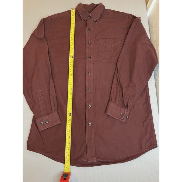 LL Bean Shirt Men's M Tall Maroon Button Front Thick Long Sleeve 278630 - Picture 3 of 7